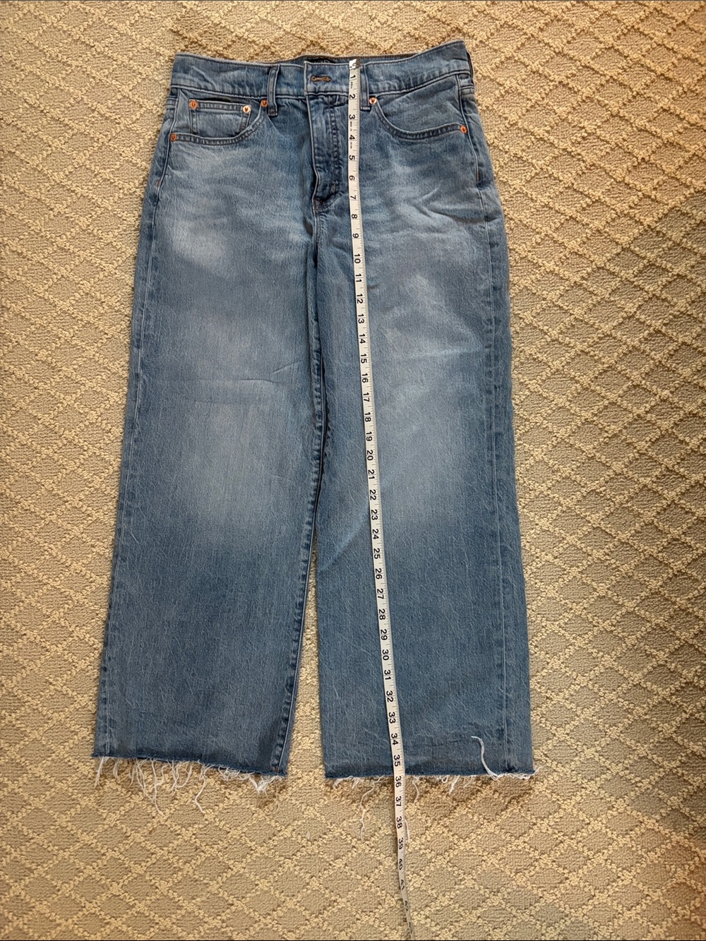 J. Crew Factory Light Blue Wide-Leg Jeans with Raw Hem - Picture 5 of 11